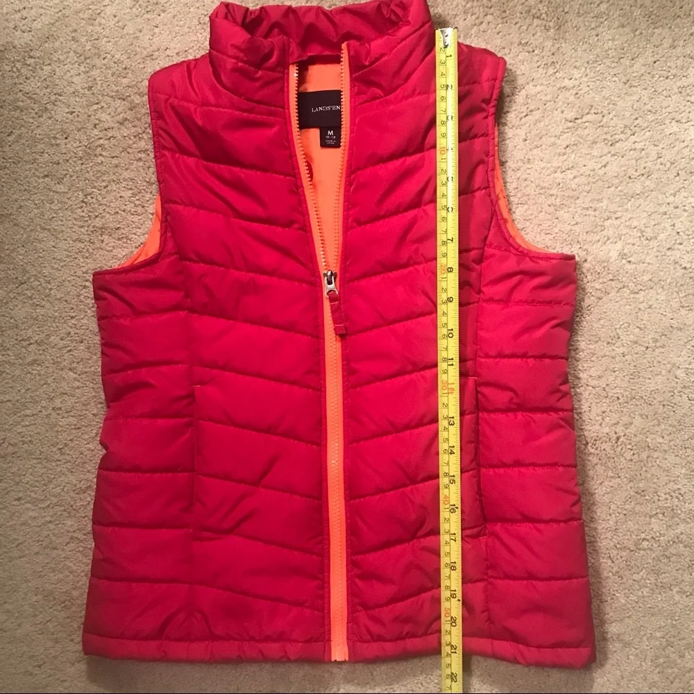 Land’s End Pink and Orange Quilted Puffer Vest size M
